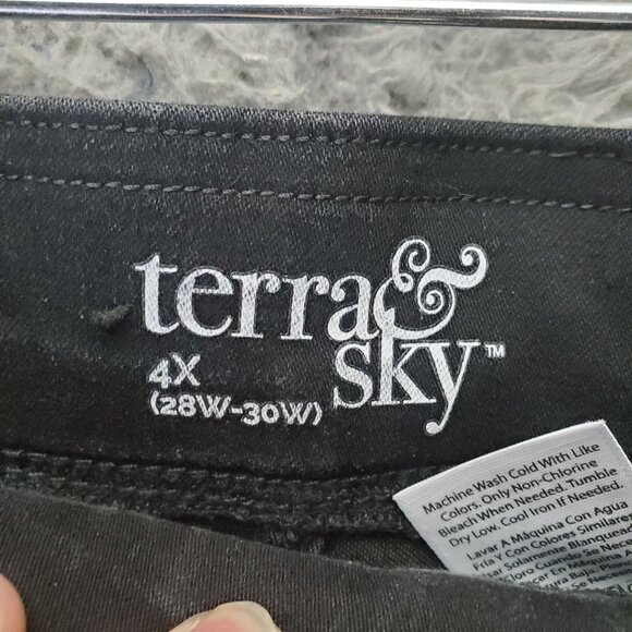 Terra & Sky Pants Womens 4X 28W-30W Black Stretch Pull-On Denim Jegging - Picture 2 of 10